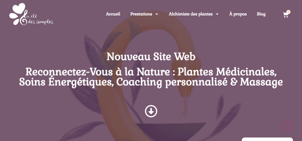 Page d'accueil de la boutique La Clé des Simples sous Elementor