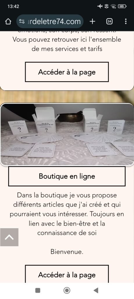 Ancien site Wix (aucoeurdeletre74.com), capture 6